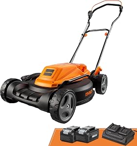 LawnMaster CLMF4819X 19-inch Brushless Cordless Lawn Mower with 2X24V MAX 4.0Ah Battery an